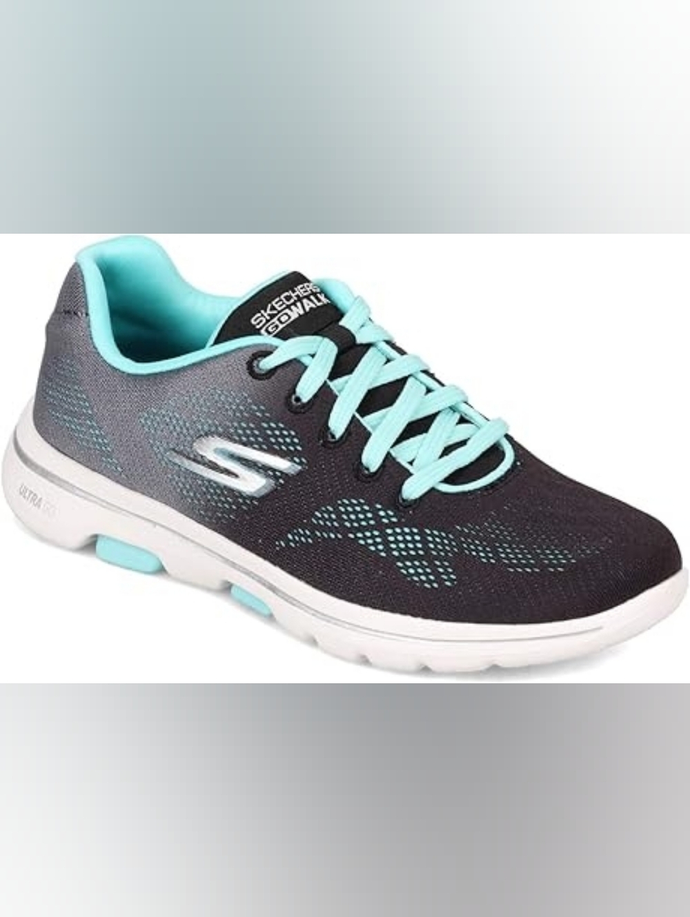 Skechers GOwalk 5 Alive Womens Black & Aqua Athletic Sneakers